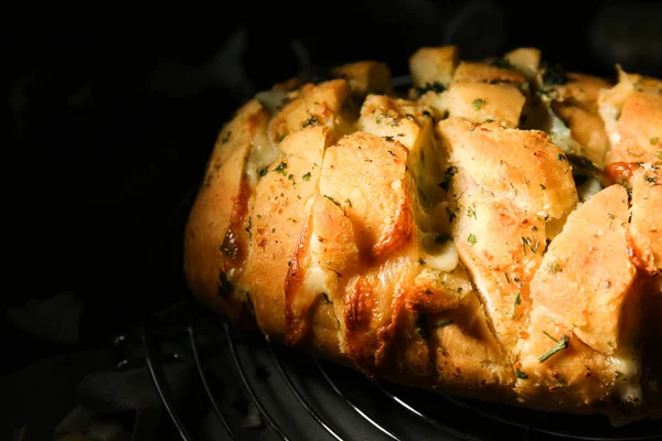 Tasty Garlic Bread Table Closeup — Stock Photo, Image