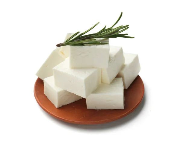 바탕에 Feta 플레이트 — 스톡 사진