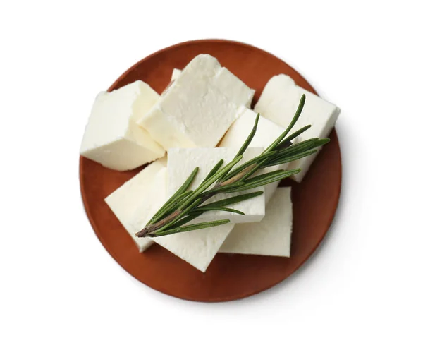 바탕에 Feta 플레이트 — 스톡 사진