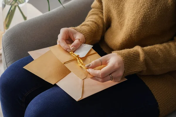 Young Woman Received Letters Home — Stock Photo, Image