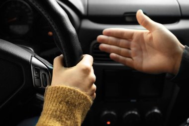 Sürüş lisans testi geçen genç kadın