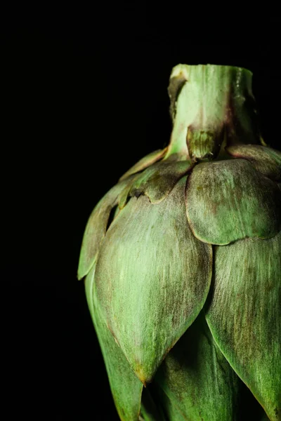 Raw Artichoke Black Background Closeup — Stock Photo, Image