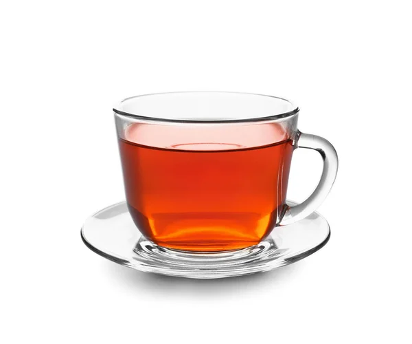 Cup Tasty Hot Tea White Background — Stock Photo, Image