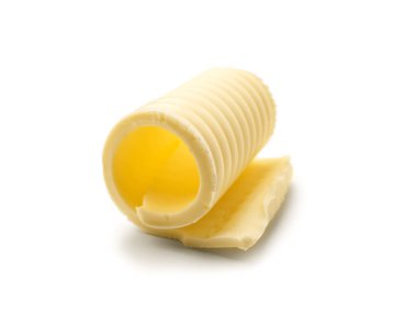 beyaz zemin üzerine tereyağı curl