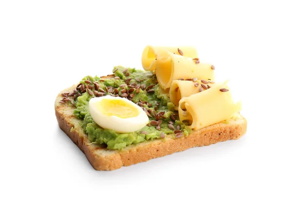 Tasty Sandwich Avocado Egg Cheese White Background — Stock Photo, Image