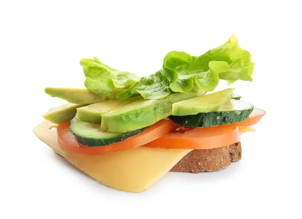 Leckeres Sandwich Mit Avocado Gemüse Und Käse Auf Weißem Hintergrund — Stockfoto