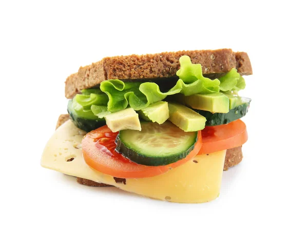 Tasty Sandwich Avocado Vegetables Cheese White Background — Stock Photo, Image