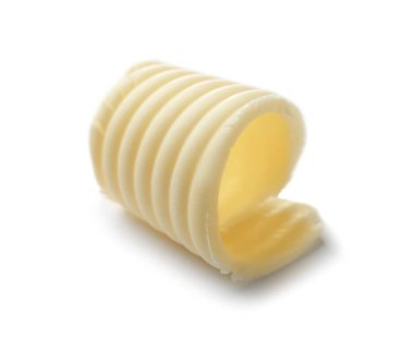 beyaz zemin üzerine tereyağı curl