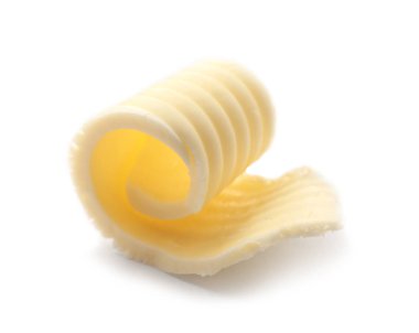 beyaz zemin üzerine tereyağı curl