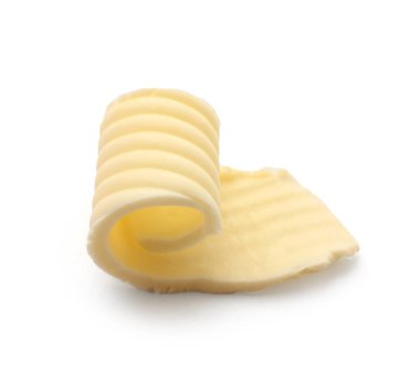 beyaz zemin üzerine tereyağı curl