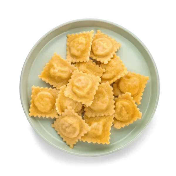 Plate Tasty Ravioli White Background — Stock Photo, Image