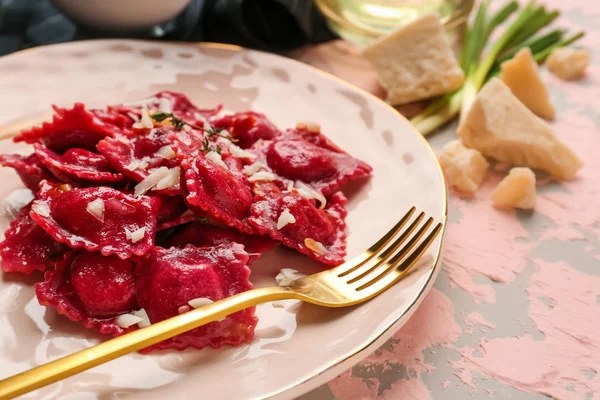 Plate Tasty Ravioli Table — Stock Photo, Image