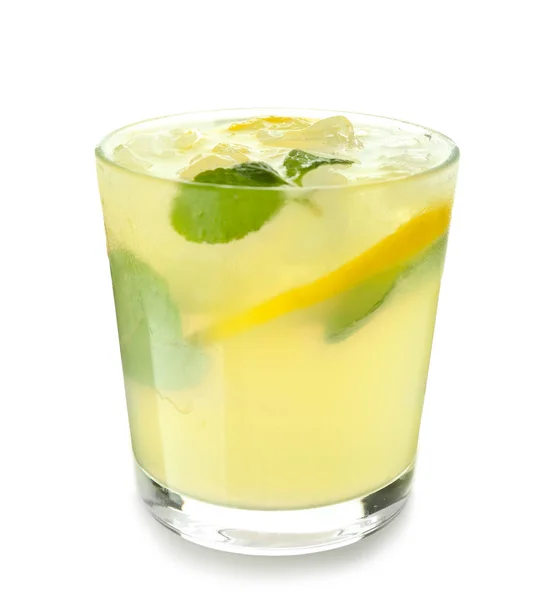 Szklanka Smacznej Zimnej Lemoniady Białym Tle — Zdjęcie stockowe