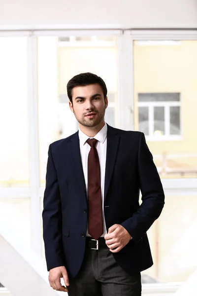 Portrait Handsome Young Businessman Office — Stock Photo, Image