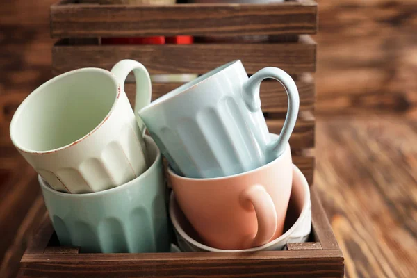 Kerámia Tea Cups Fadobozban — Stock Fotó