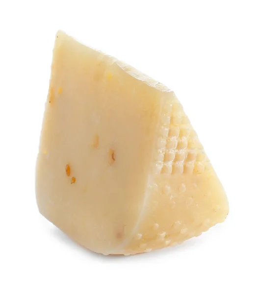 Pezzo Formaggio Saporito Sfondo Bianco — Foto Stock