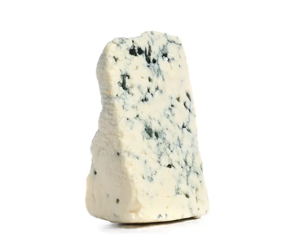 Pezzo Formaggio Saporito Sfondo Bianco — Foto Stock