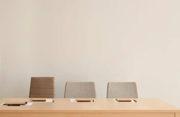 Empty conference room prepared for meeting