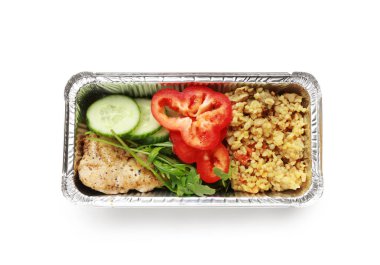 Konteyner'dır beyaz zemin üzerine lezzetli yemekleri ile