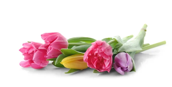 Bouquet Beautiful Tulips White Background — Stock Photo, Image