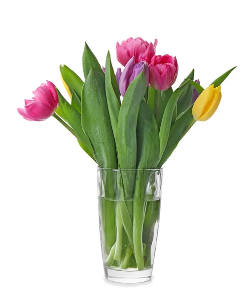 Bouquet Beautiful Tulips White Background — Stock Photo, Image