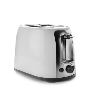 beyaz zemin üzerinde modern ekmek kızartma makinesi