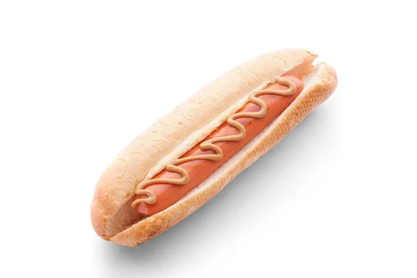 Finom Hot Dog Fehér Háttér — Stock Fotó