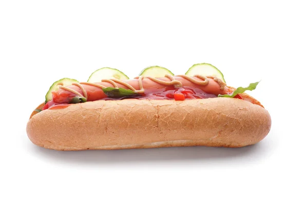 Tasty Hot Dog White Background — Stock Photo, Image