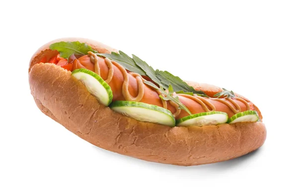 Tasty Hot Dog White Background — Stock Photo, Image