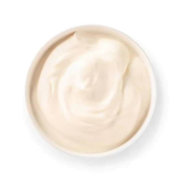 Bowl Tasty Yogurt White Background — Stock Photo, Image