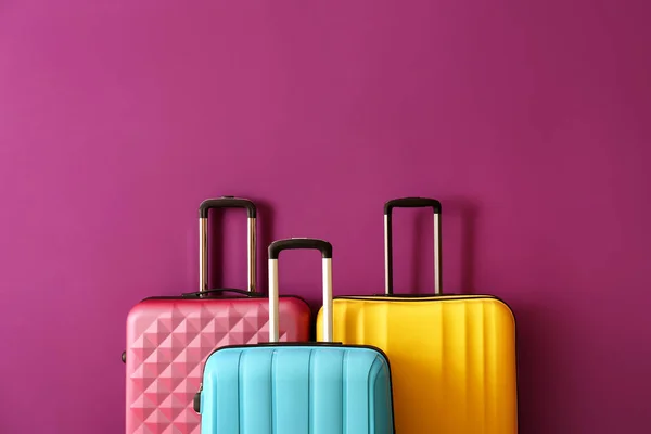 Packed Suitcases Color Background — Stock Photo, Image