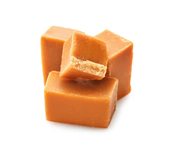 Tasty Sweet Caramel White Background — Stock Photo, Image