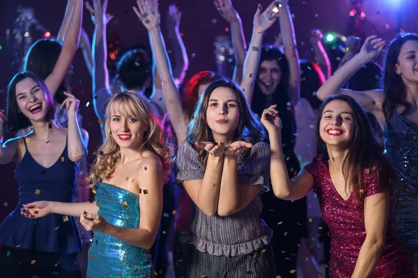 Beautiful Young Women Party Night Club — Stock Photo, Image