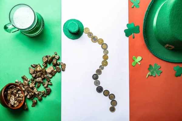 Skladba pro den svatého Patrika na národní vlajce Irska — Stock fotografie