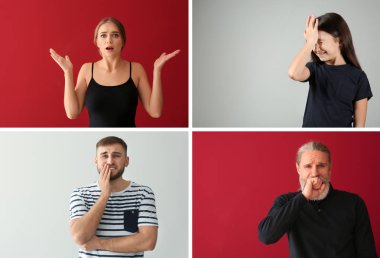 Renkli arka planlar üzerinde hata yaptıktan sonra duygusal insanlar