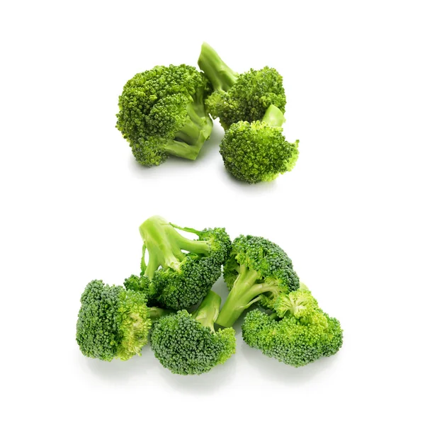 Brokoli hijau segar pada latar belakang putih — Stok Foto