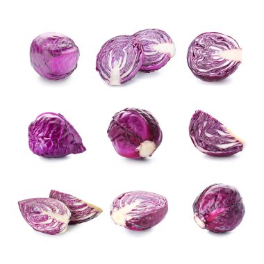 Beyaz zemin üzerine kırmızı lahana ile ayarla