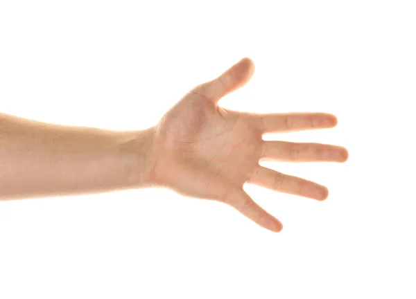 Mão masculina no fundo branco — Fotografia de Stock
