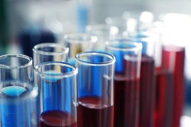 Test tüpleri ile renkli sıvılar, portre