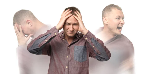 Man having panic attack on white background — Stock Photo, Image