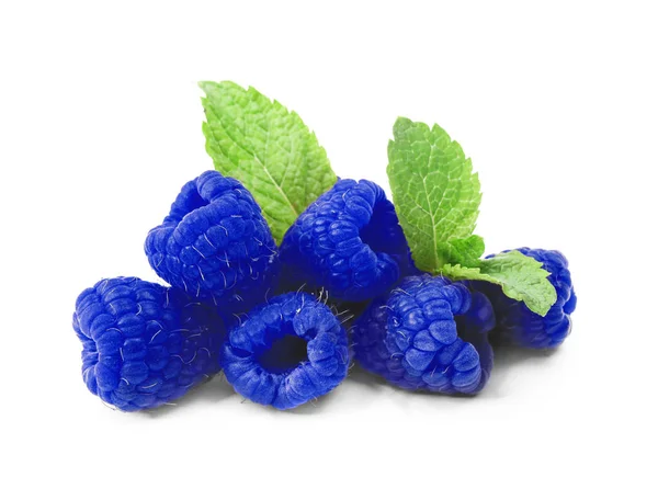 Fresh ripe blue raspberry on white background — Stock Photo, Image