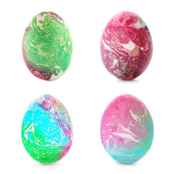 Beautiful Easter eggs on white background — Stock Photo, Image