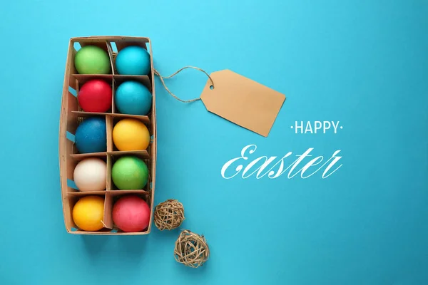 Easter composition on color background — Stock Photo, Image