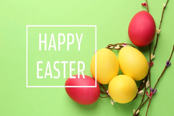 Húsvéti kompozíció színes háttérrel — Stock Fotó