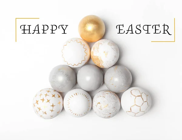 Gyönyörű húsvéti tojás fehér háttér — Stock Fotó
