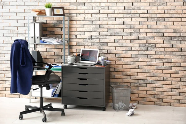 Stylish workplace with modern laptop — Stock Photo, Image