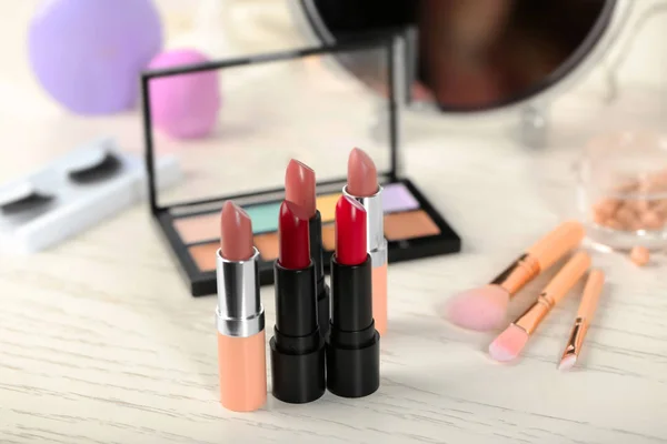 Professional cosmetics on table