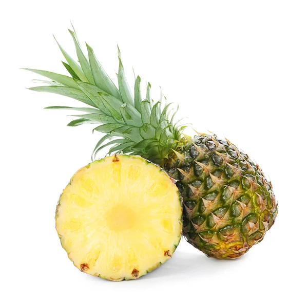 Ripe pineapples on white background — Stock Photo, Image
