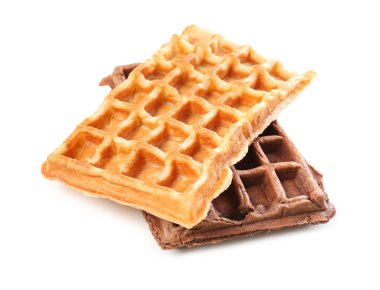 Beyaz zemin üzerine lezzetli waffle