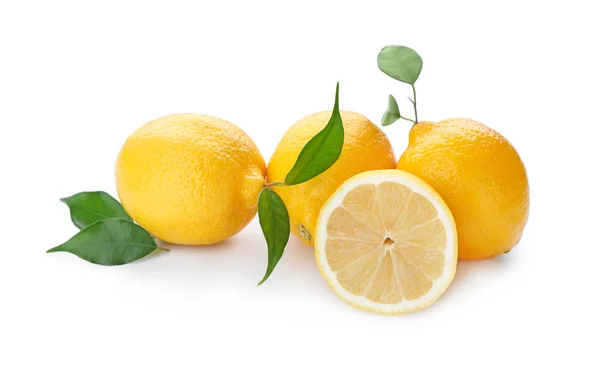 Ripe lemons on white background — Stock Photo, Image